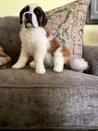 Image 1 of two sizes 9" or 15" Sitting St. Bernard