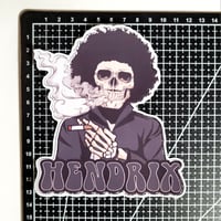 Image 2 of Large Skeletal Jimi Hendrix Matte Vinyl Sticker