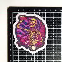 Image 2 of Skeleton Guzzling Wine and Taking Bong Rips Matte Vinyl Sticker