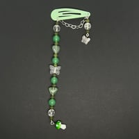 Green Aventurine/Clear Cracked Beaded Forest Snap Hair Clip
