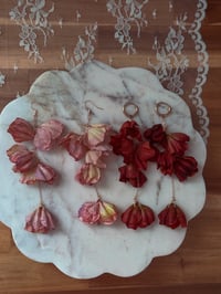 Image 3 of Oversized Burgundy Flower Dangles (ROSE GOLD)