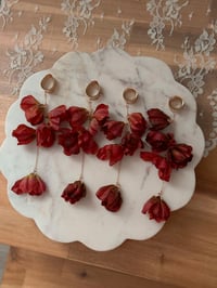 Image 2 of Oversized Burgundy Flower Dangles (ROSE GOLD)