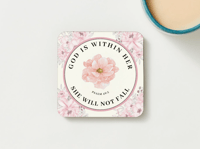Image 1 of God is Within Her - Christian Faith, Bible Verse Coaster