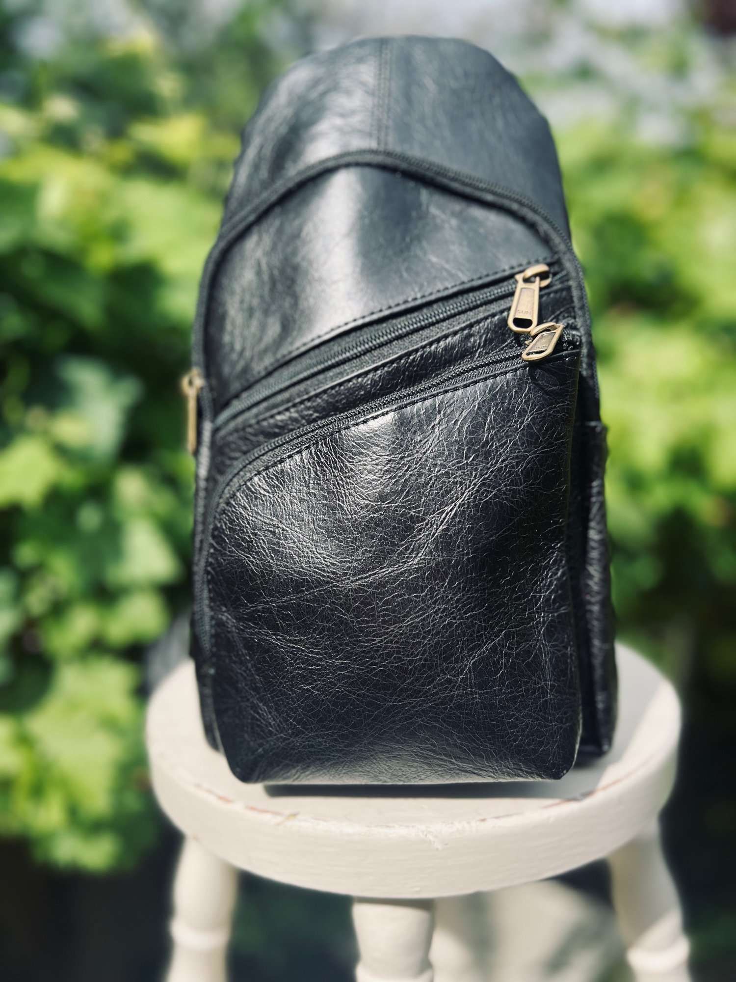 Image of Black Buffalo Leather Crossbody - 4 pkt - Small