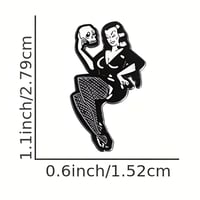 Image 2 of Voluptuous Goth Beauty In Fishnet Stockings Holding A skull Enamel Pin