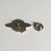 Image 3 of Skull With Exposed Brain & Planetary Saturn Rings Around It Enamel Pin