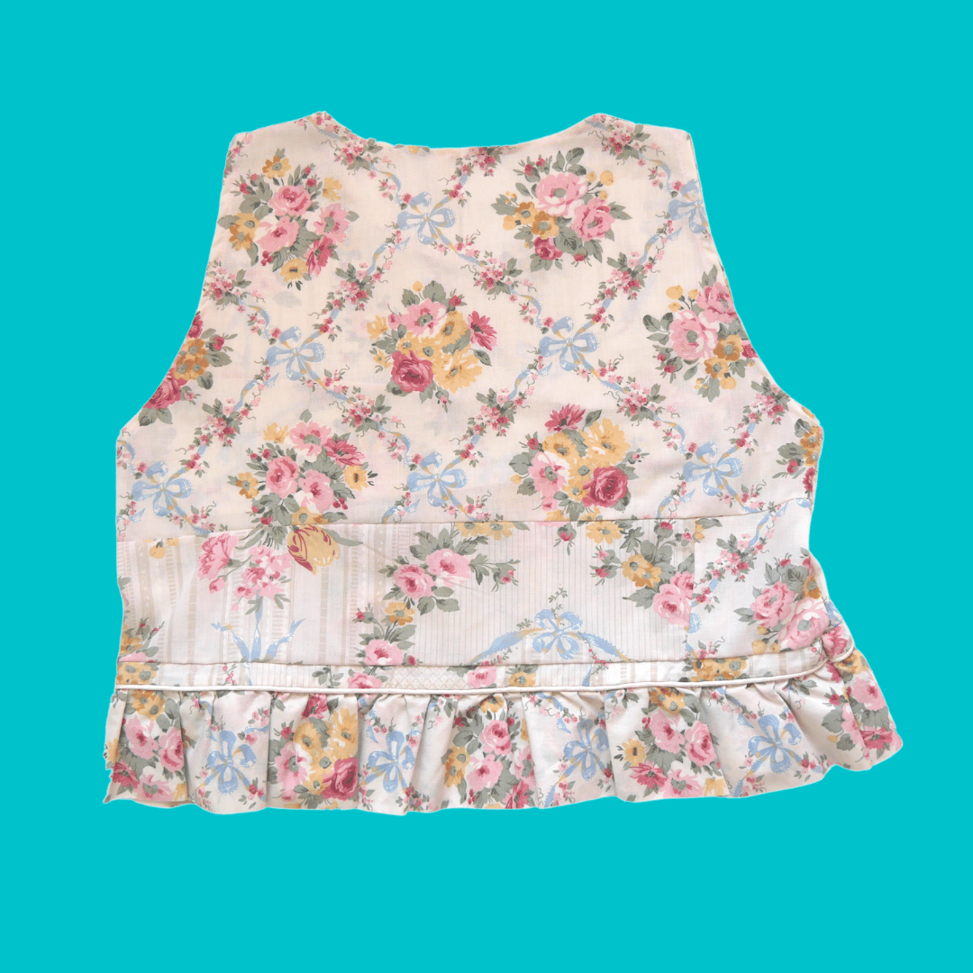 Image of Vintage Floral Frill Vest Top