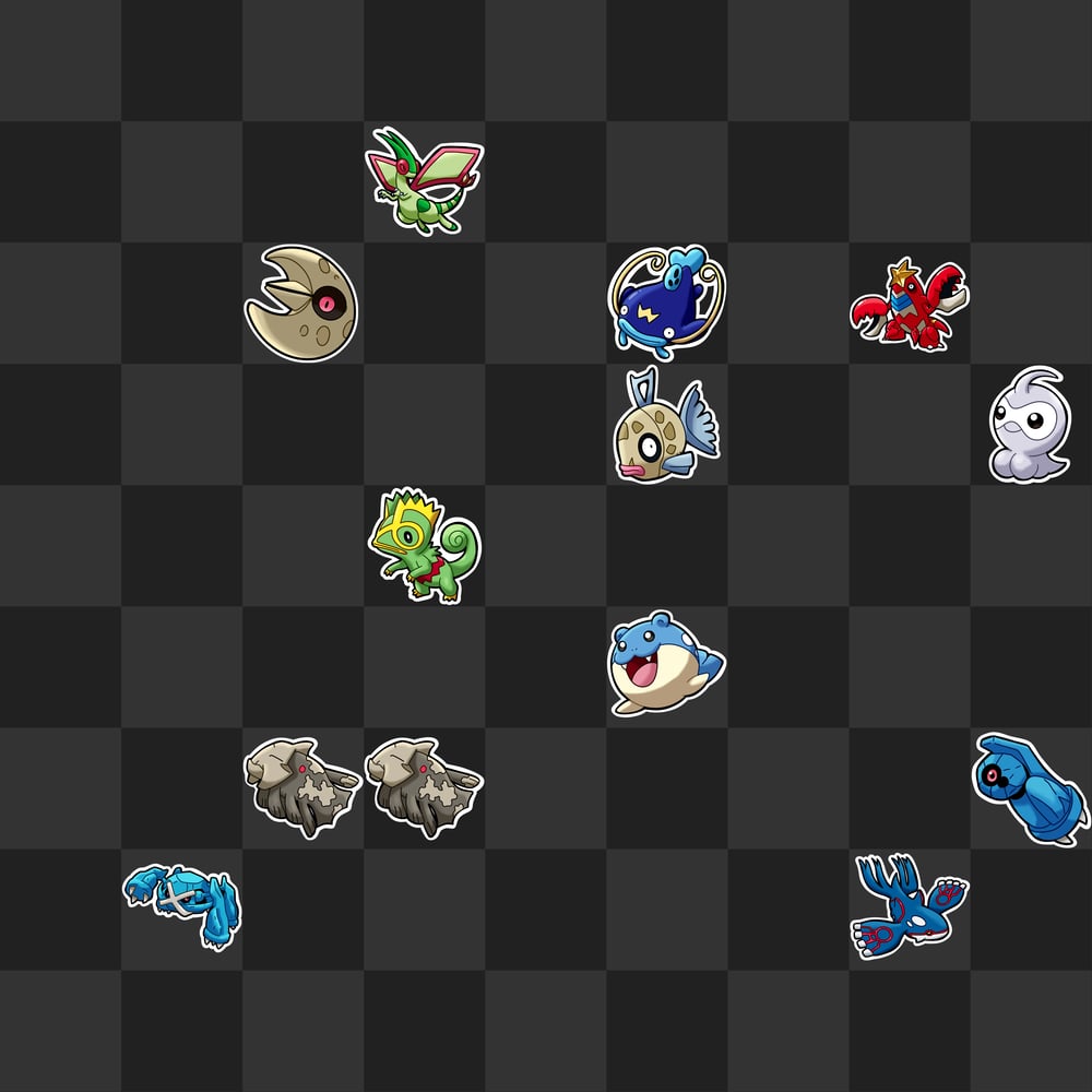 Hoenn / Gen 3 Pokemon Kiss-Cut Vinyl Stickers
