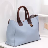 Image 3 of Slouchy 3-panel Tote in pebbled sky