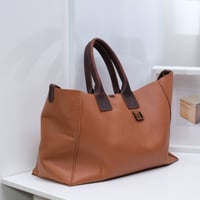Image 3 of Slouchy 3-panel Tote in pebbled biscuit