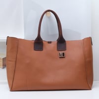 Image 2 of Slouchy 3-panel Tote in pebbled biscuit