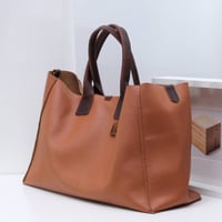 Image 5 of Slouchy 3-panel Tote in pebbled biscuit