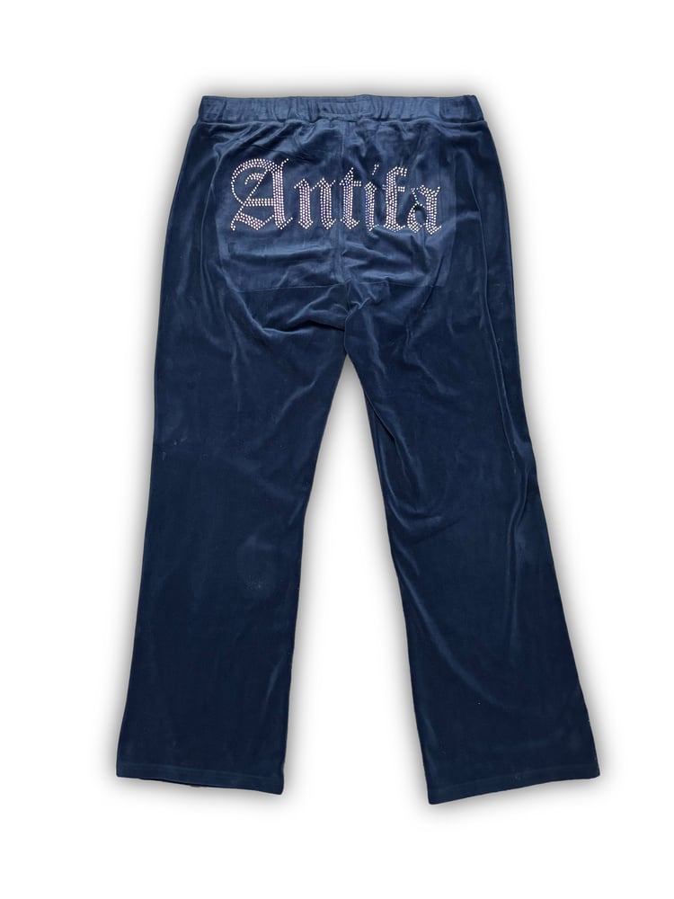 Image of Darl Blue Velour Pants (XXL) - Antifa Couture (PA08)