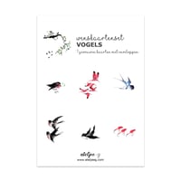Image 2 of Set van 7 gevouwen A6 kaarten vogels