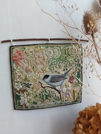 Image 5 of Blackcap in the Hedge - embroidery hanging