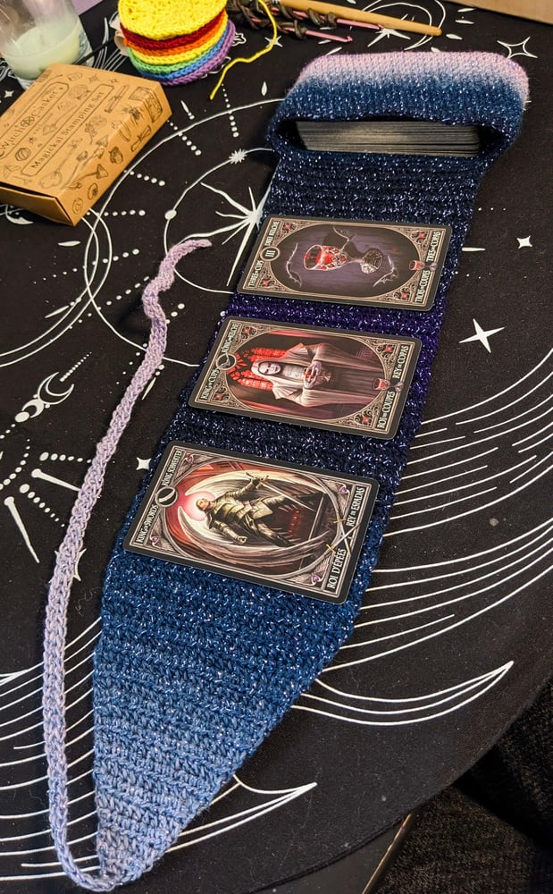 Image of Starlit Veil Tarot Wrap – Midnight Sky Crochet Deck Cover & Reading Cloth | Limited Edition