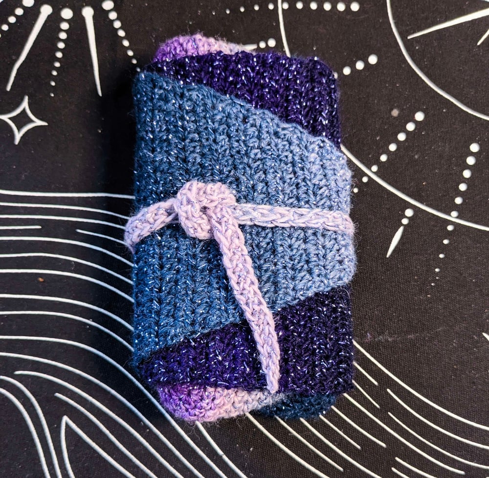 Image of Starlit Veil Tarot Wrap – Midnight Sky Crochet Deck Cover & Reading Cloth | Limited Edition