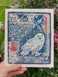 Image 1 of Snowy Owl Embroidery Hanging