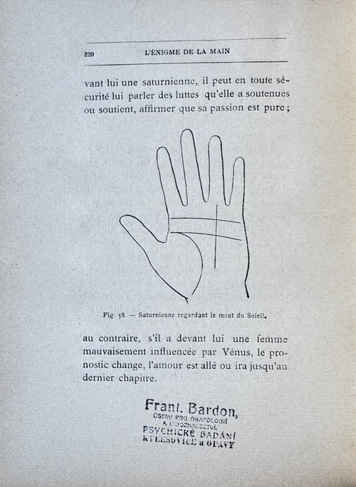 Image of Original Book from Library of Franz Bardon - Madame A. de Thebes: L'énigme de la main (1901)