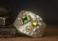 Image 1 of 'telos no.8' - Recycled silver and 9ct ring with Tourmaline, Sapphire and Peridot