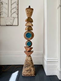 Image 1 of Bernard Rooke Studio Ceramic TOTEM Floor Lamp with Blue Roundels