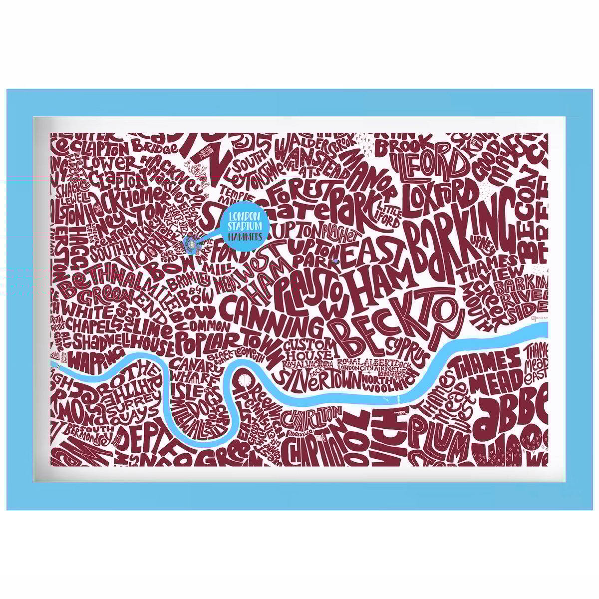 Image of London Stadium - The Hammers - East London Typographic Map