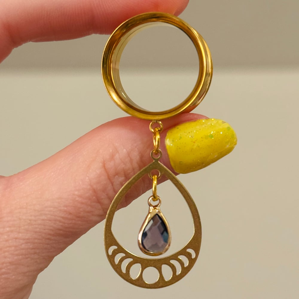 Image of Purple Gem Moon Phase Hoops (sizes 4g-2")