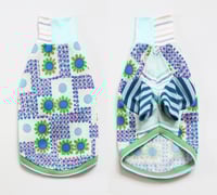Image 2 of vintage blue mod green flower CATNEYDOGNEY italian greyhound iggy upcycled knit outfit top print 