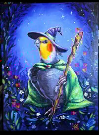 Image 1 of Cockatiel wizard! Original painting