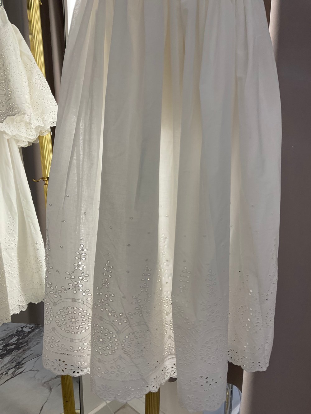 white maxi skirt embroidered light cotton