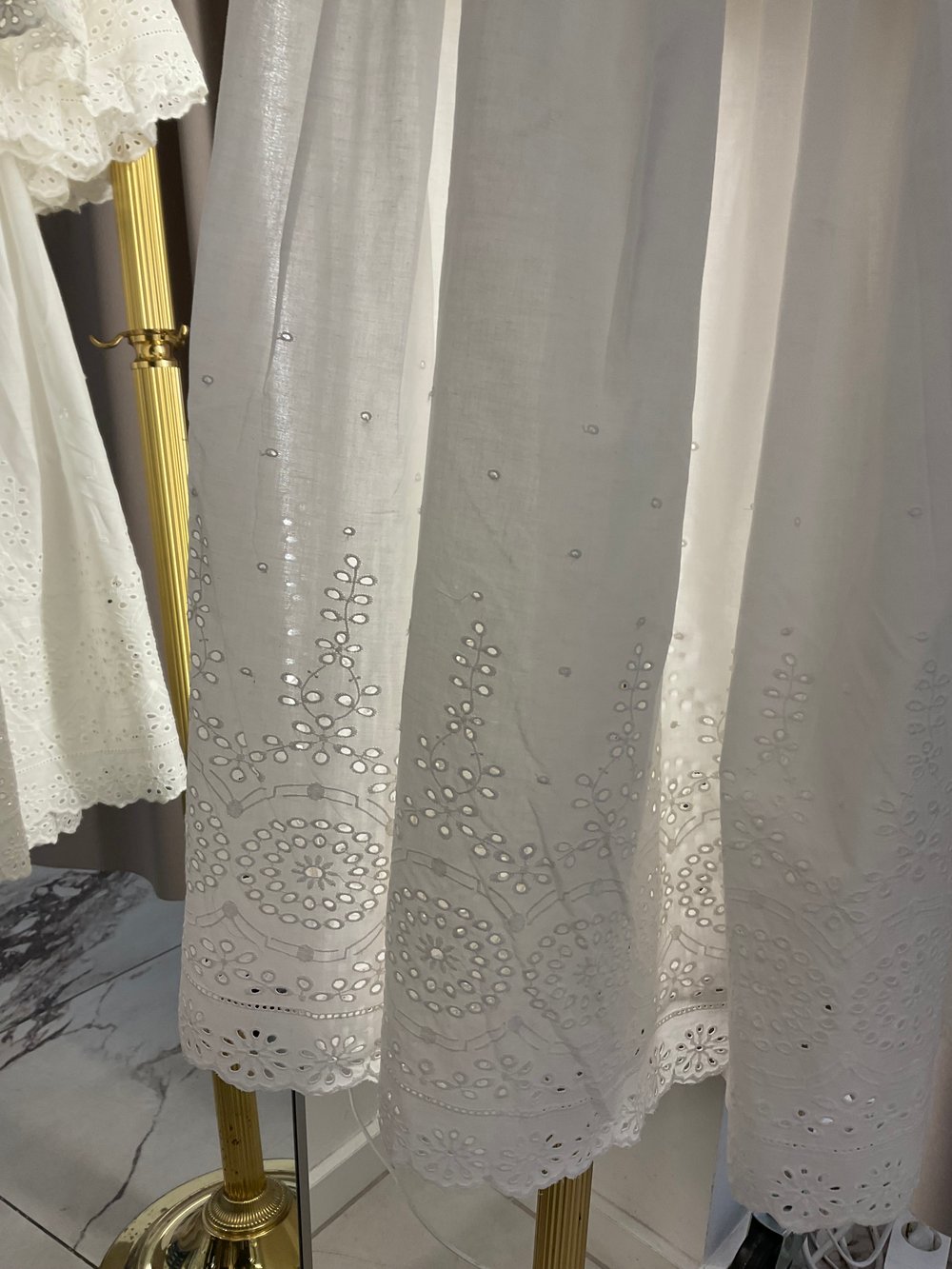 white maxi skirt embroidered light cotton