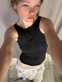 Image 1 of Black boat neck top