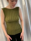 Green ribb knitted mohair top 