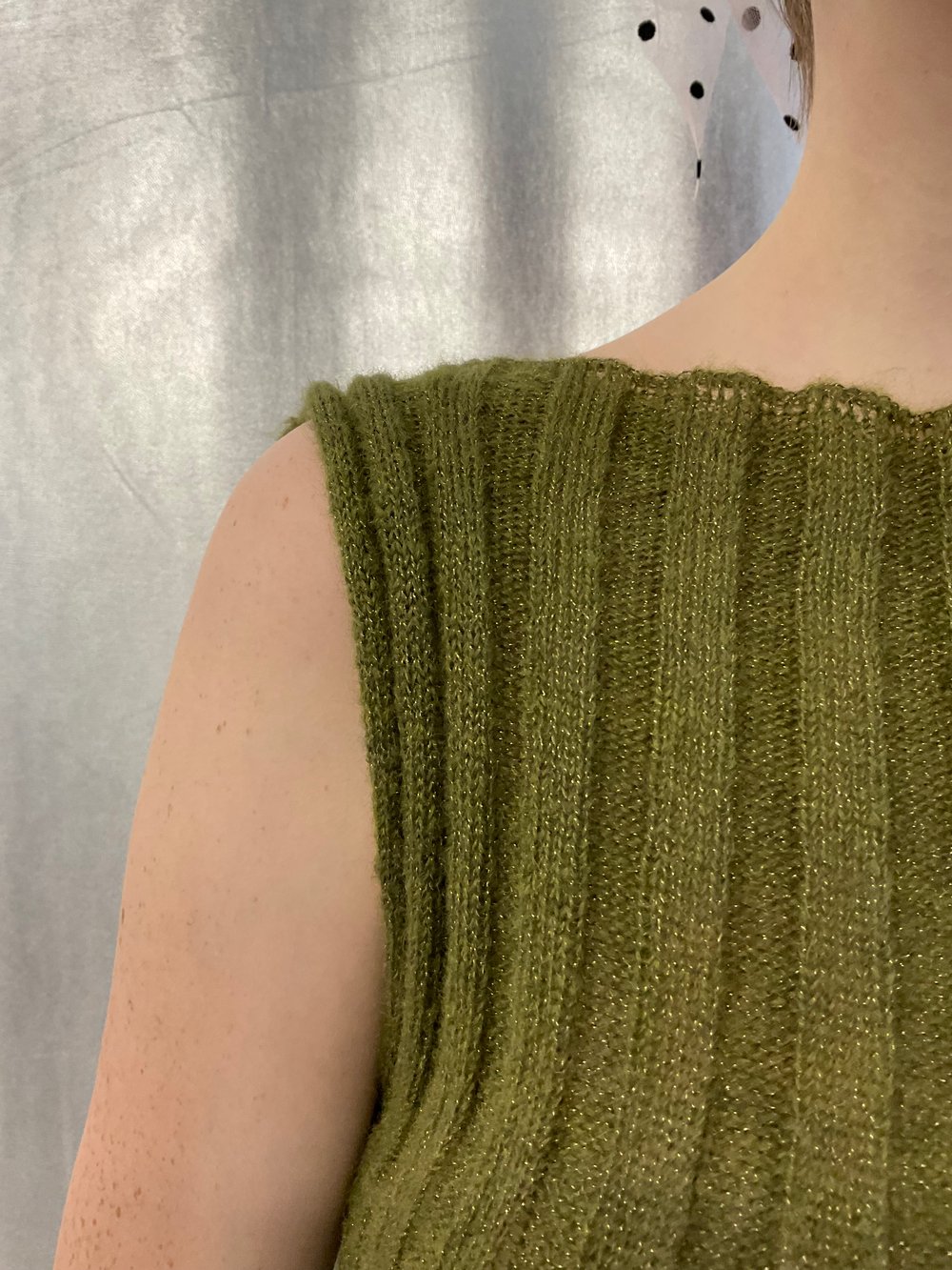 Green ribb knitted mohair top