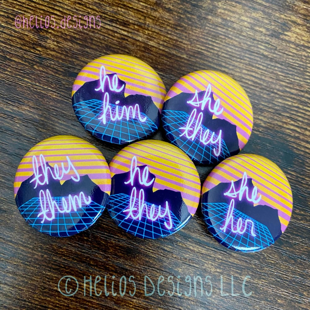 Image of Vaporwave Pronoun Pin