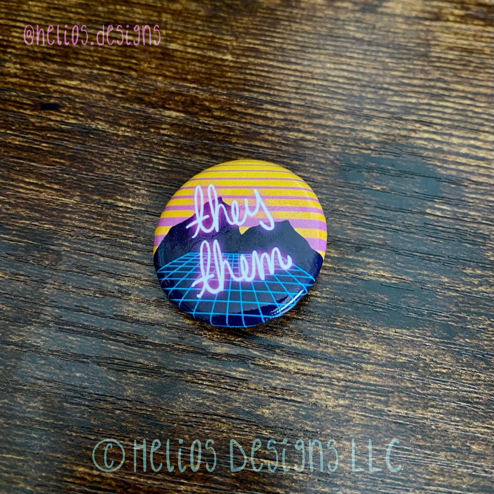 Image of Vaporwave Pronoun Pin