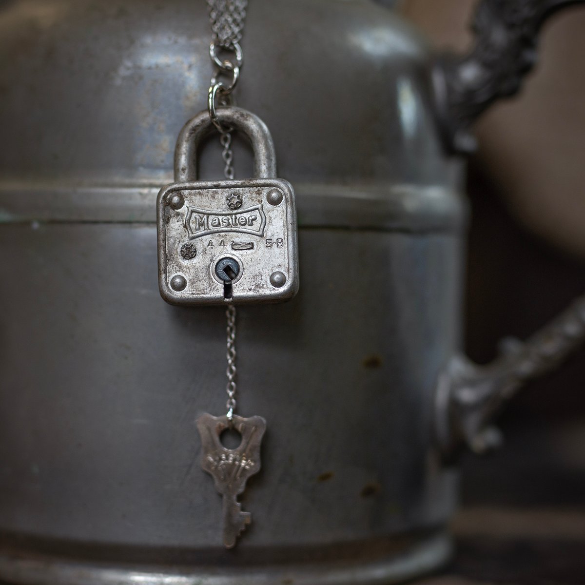 Vintage Master lock necklace with working key