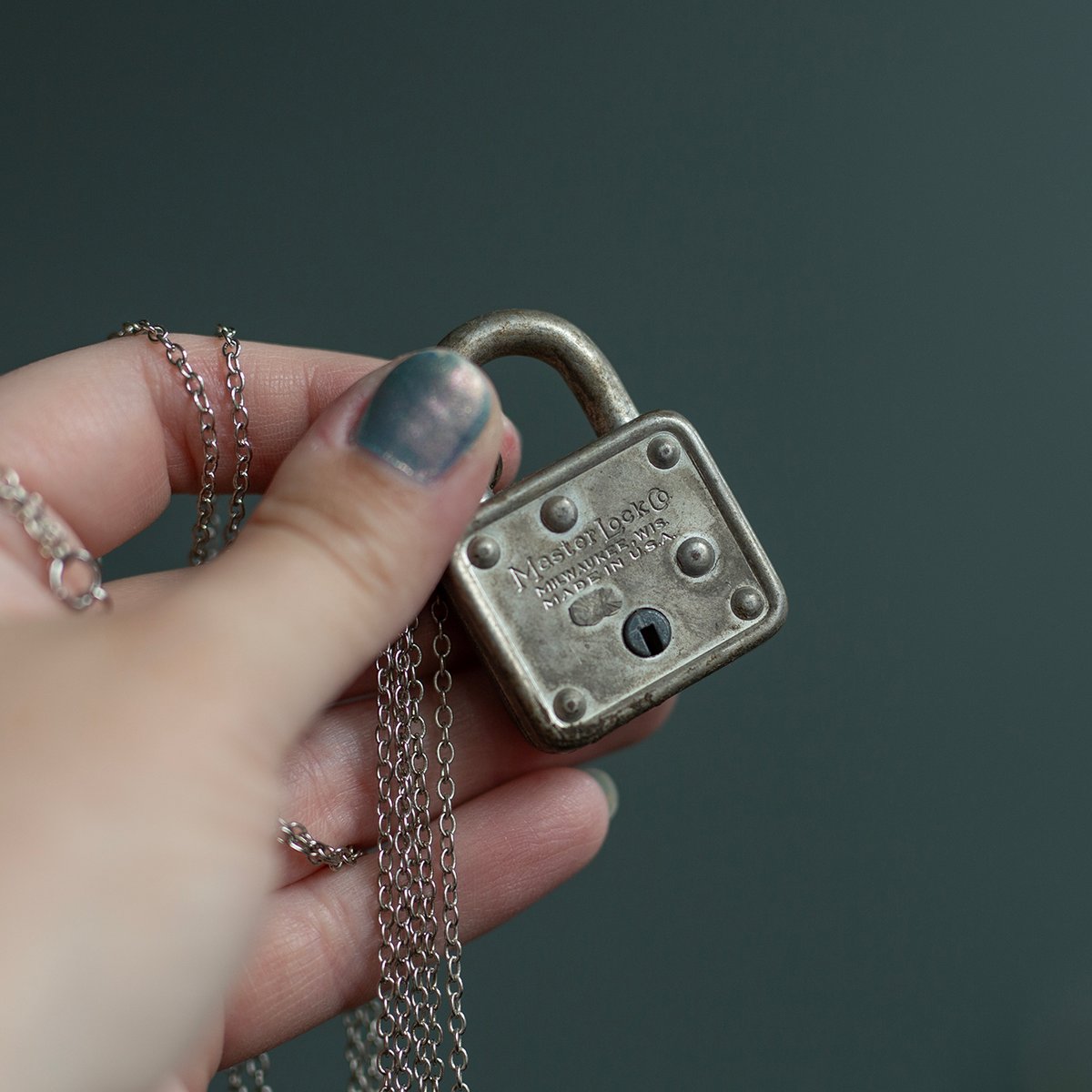 Vintage Master lock necklace with working key