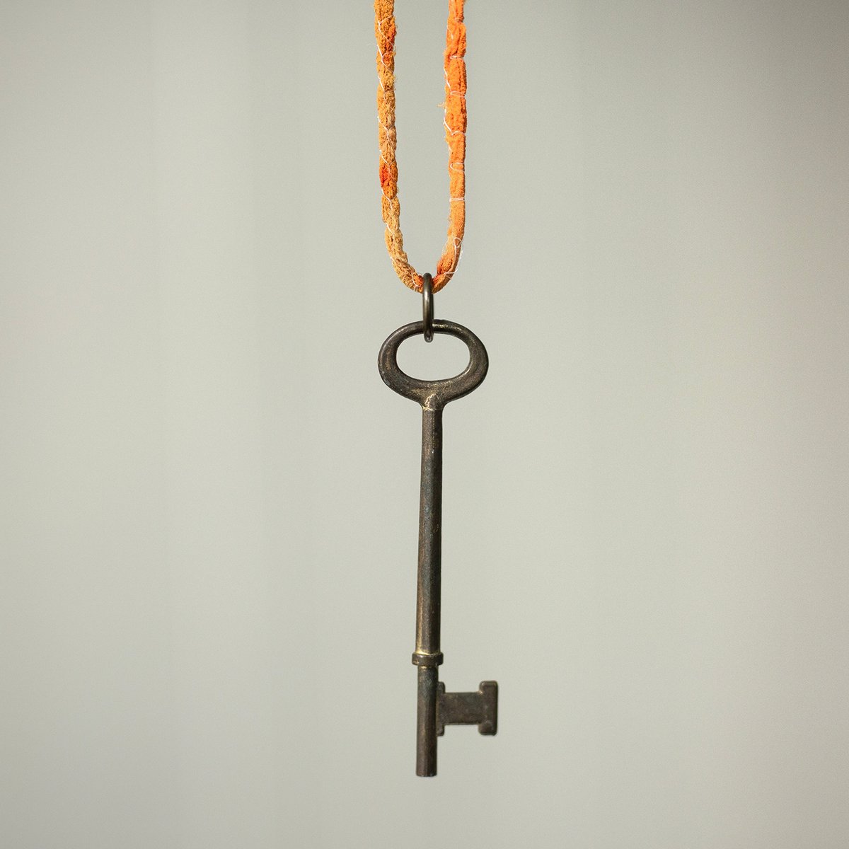 Large brass skeleton key on silk "Harvest" cord