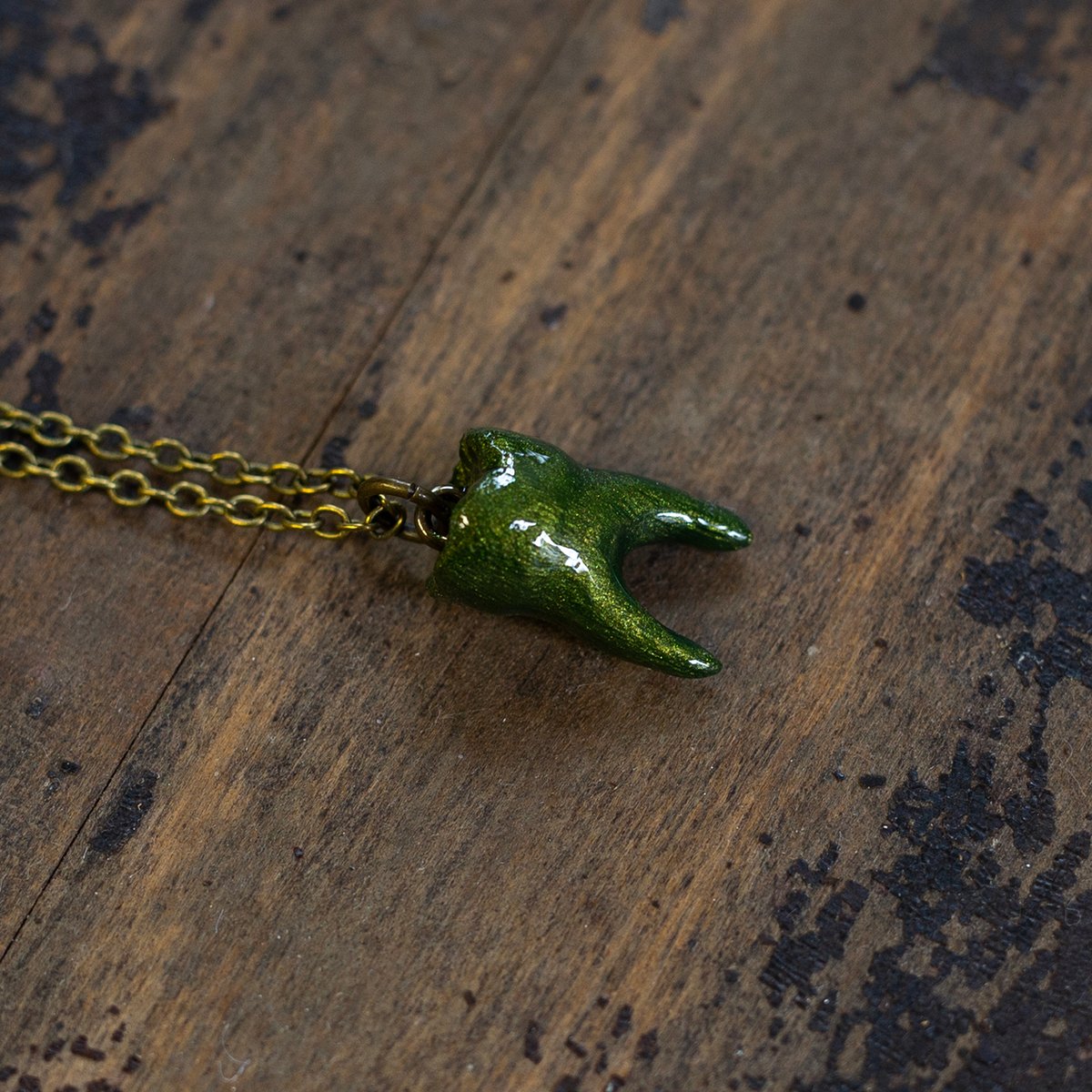 2-Root Molar in "Moss" on brass chain