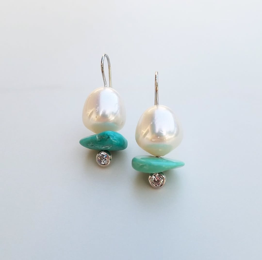 Australian Pearl and Turquoise Earrings