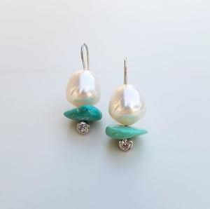 Australian Pearl and Turquoise Earrings