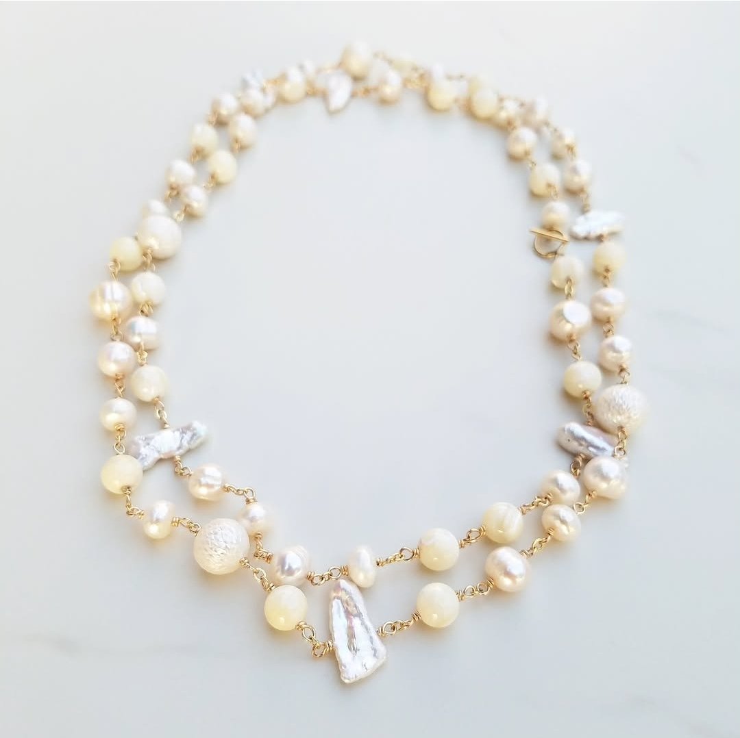 White Pearl & Shell Eden Necklace