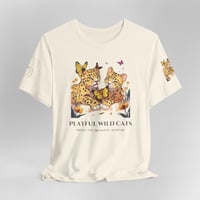 Image 1 of Playful Wild Cats Chatting Short Sleeve T-shirt (Natural)