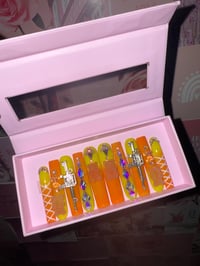 Neon Ombré Rhinestone Charms Press On Nails