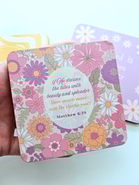 Image 3 of He Dresses the Lilies – Floral Scripture Coaster