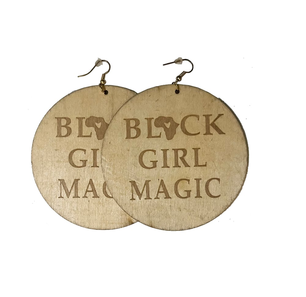 Image of Black Girl Magic Wood Earrings – Africa “A” Design