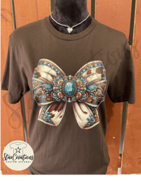Western Brown and Turquoise Coquette Bow