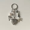 silver bow jumbo locket keychain