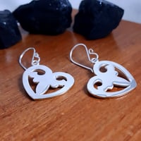 Image 3 of Fleur De Lis Heart Earrings